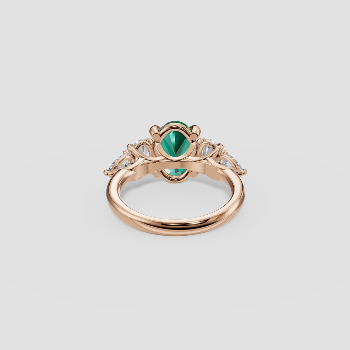 Oval Green Diamond Five Stone Engagement Ring in 14K Gold