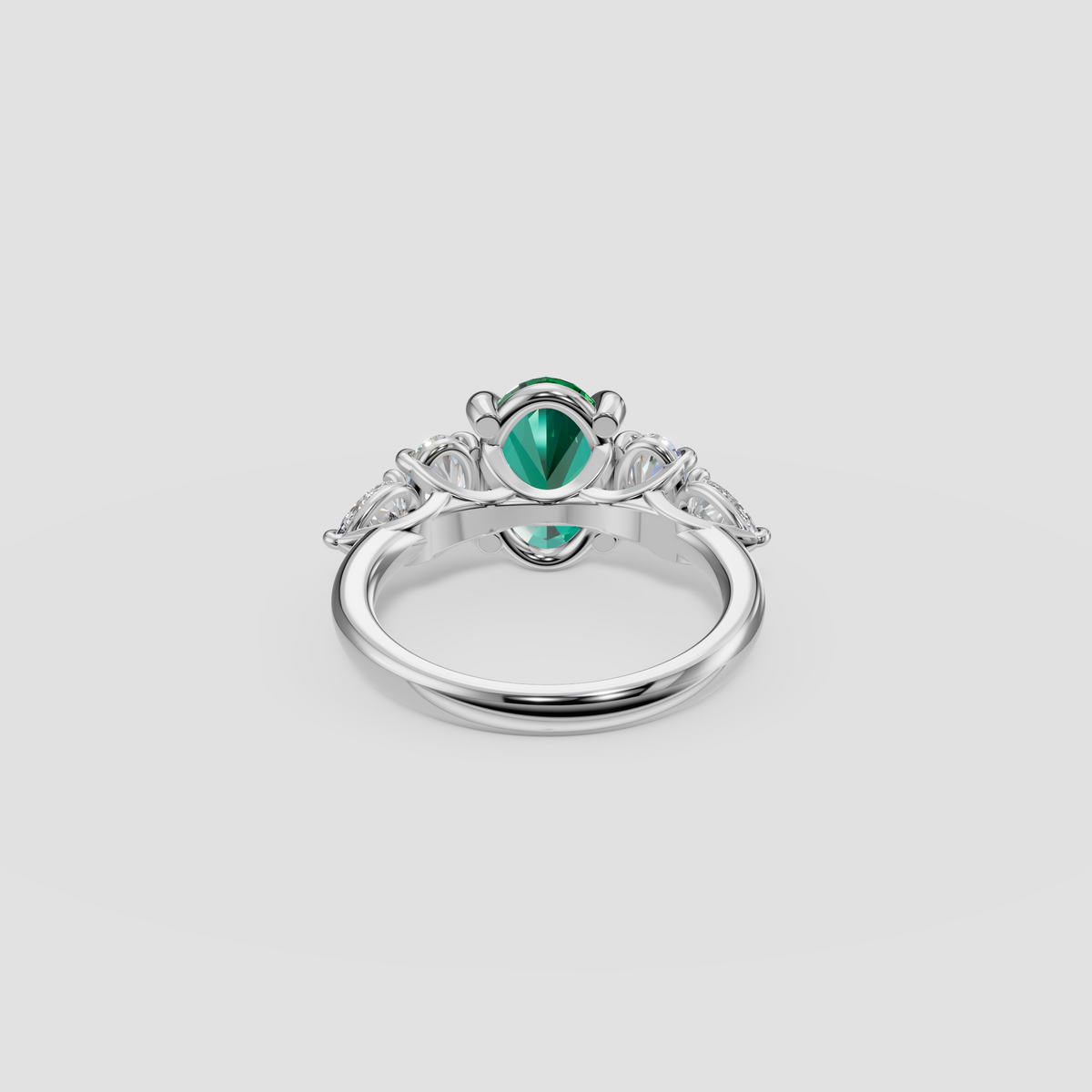 Oval Green Diamond Five Stone Engagement Ring in 14K Gold