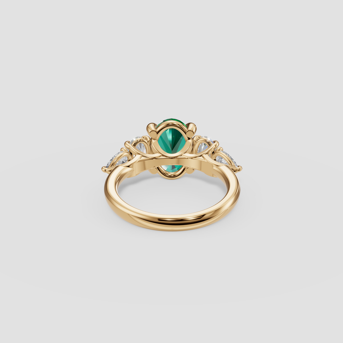 Oval Green Diamond Five Stone Engagement Ring in 14K Gold