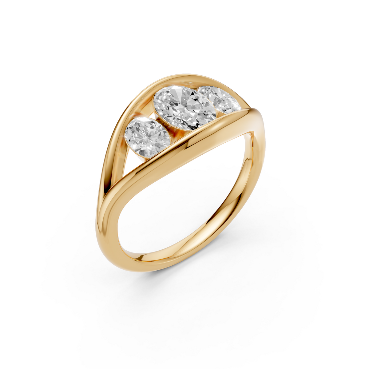 Elara Oval Cut Diamond Three Stone Engagement Ring