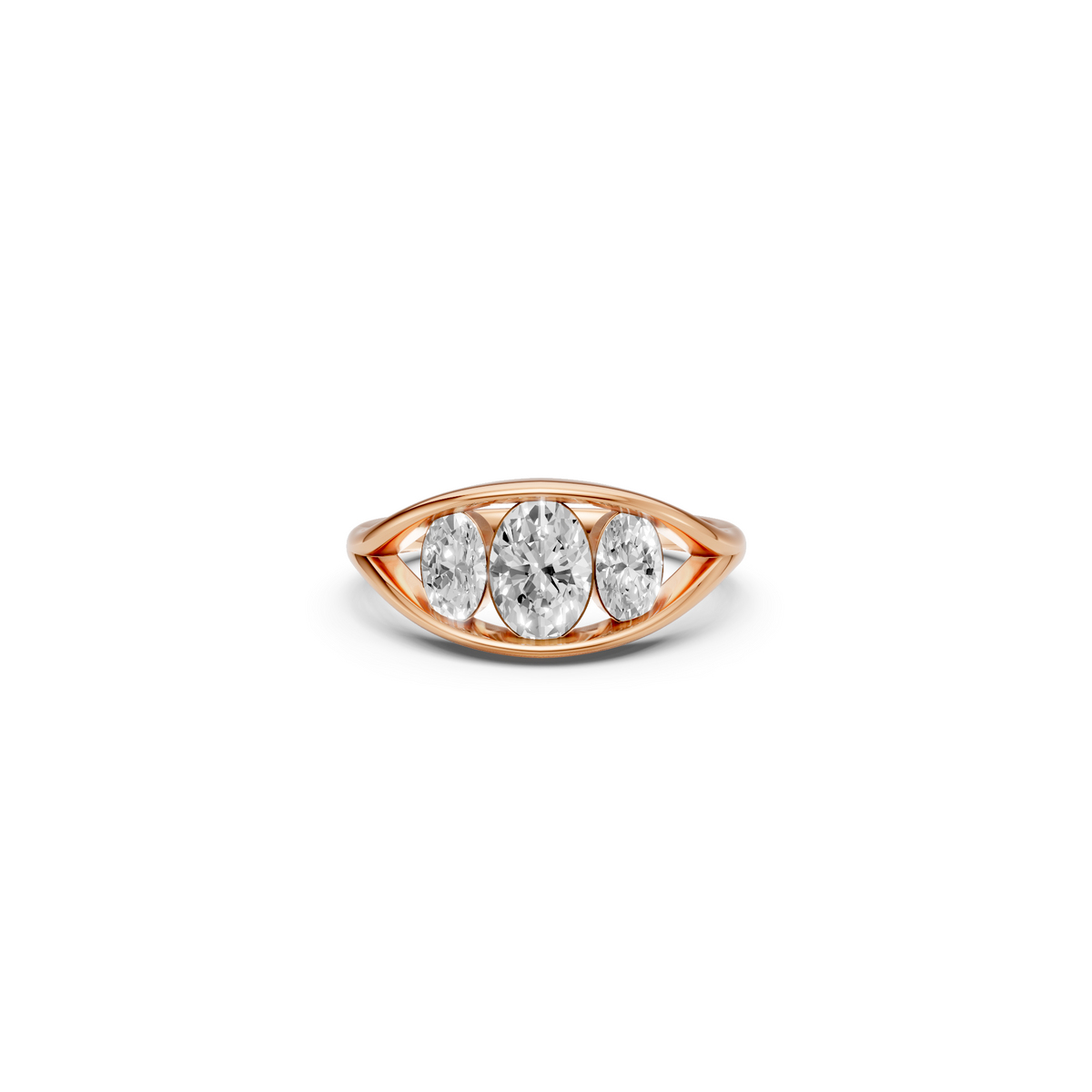 Elara Oval Cut Diamond Three Stone Engagement Ring