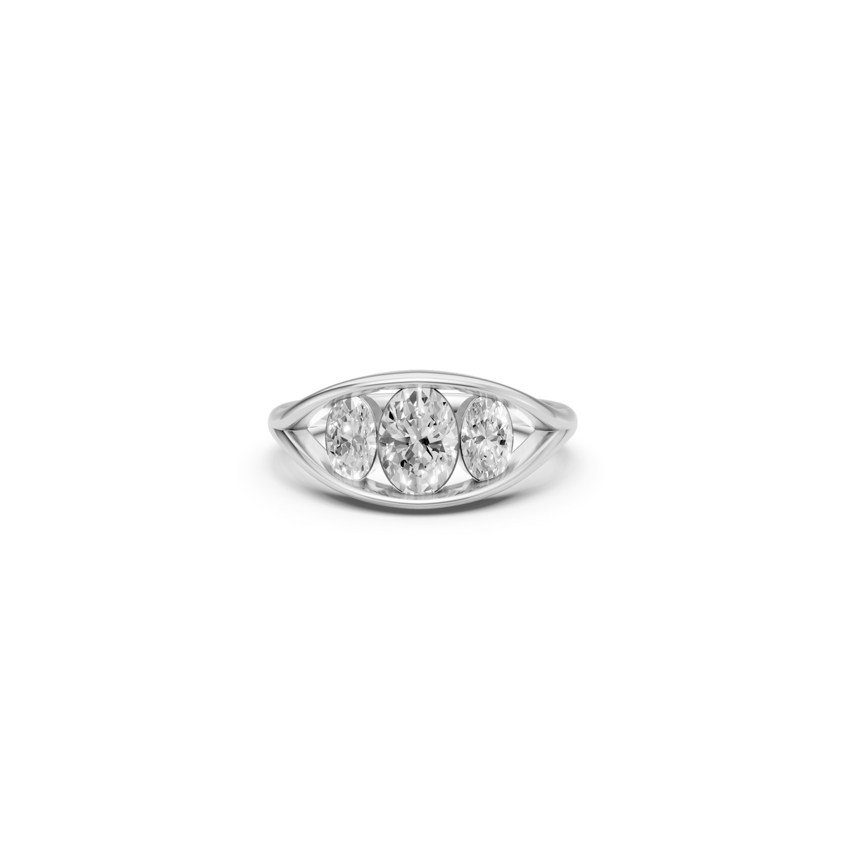 Elara Oval Cut Diamond Three Stone Engagement Ring