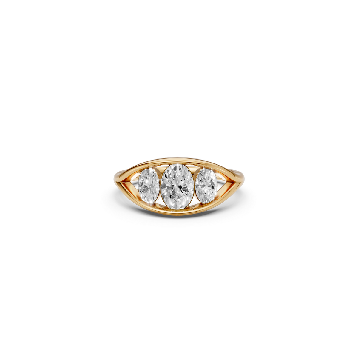 Elara Oval Cut Diamond Three Stone Engagement Ring