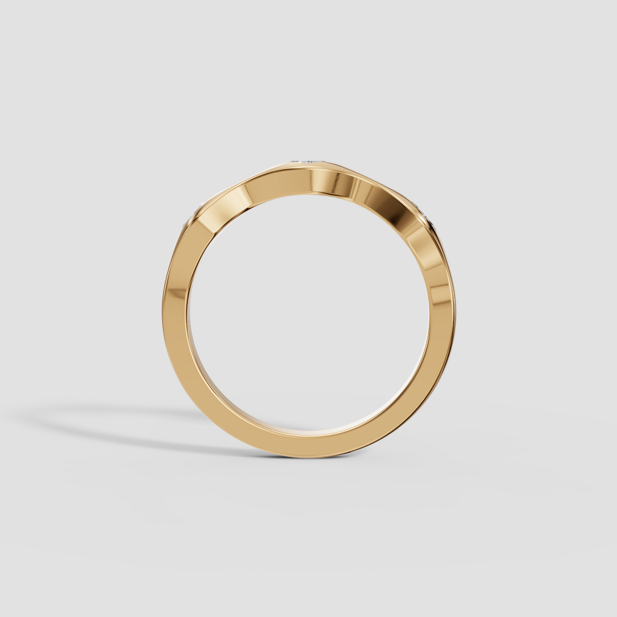 Kite Cut Diamond Wave Band Ring in 14K Yellow Gold