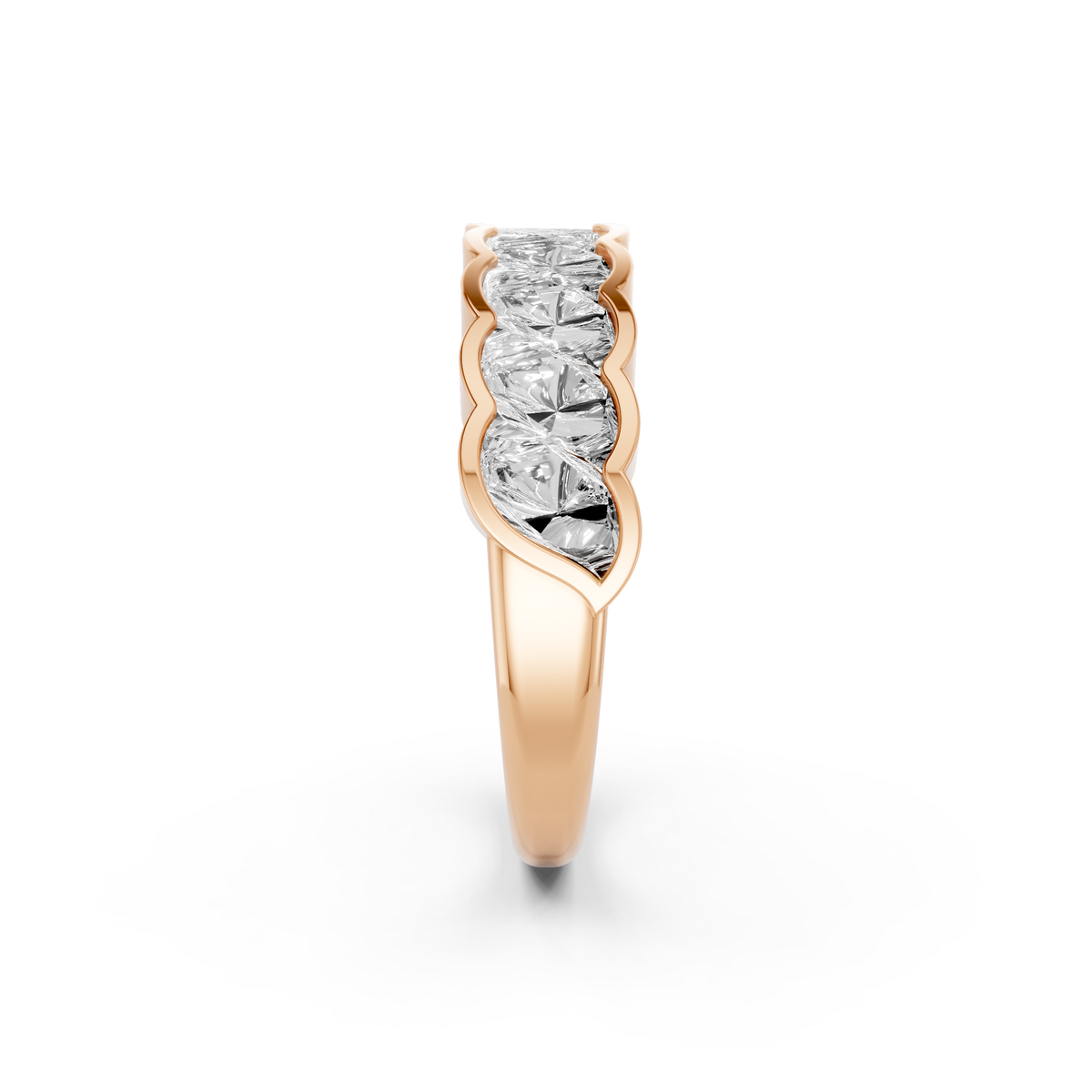 Celeste 3 Carat Flame Cut Diamond Half Eternity Band in Gold