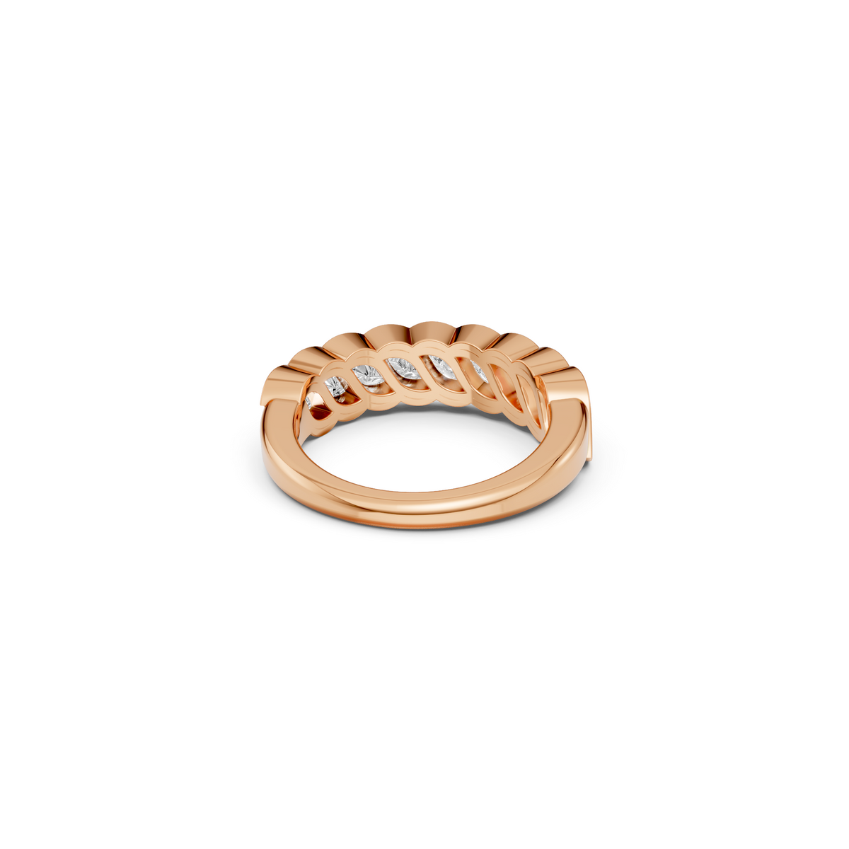 Celeste 3 Carat Flame Cut Diamond Half Eternity Band in Gold