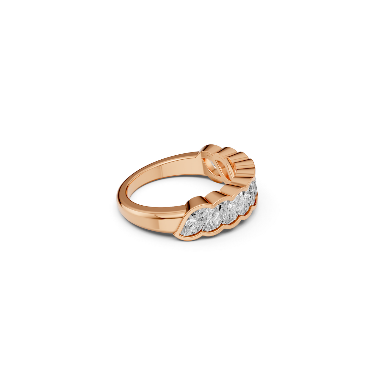 Celeste 3 Carat Flame Cut Diamond Half Eternity Band in Gold