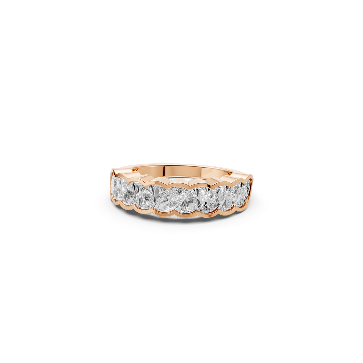 Celeste 3 Carat Flame Cut Diamond Half Eternity Band in Gold