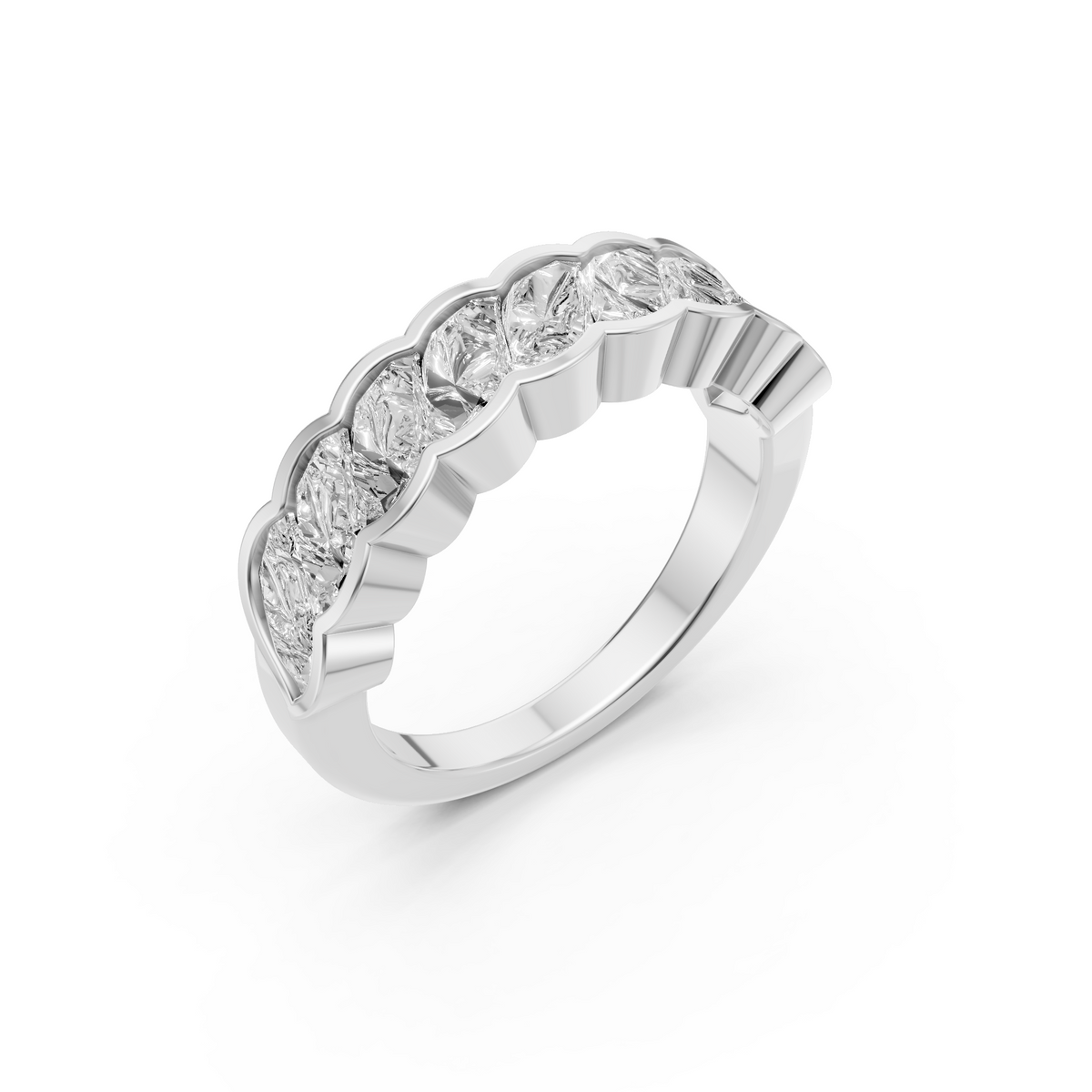 Celeste 3 Carat Flame Cut Diamond Half Eternity Band in Gold