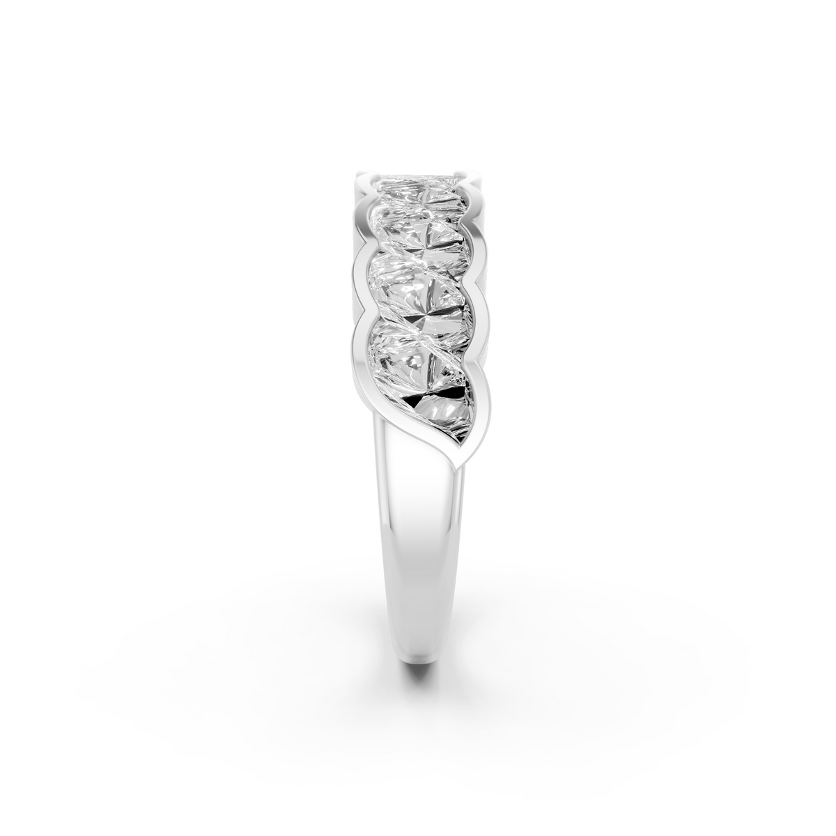 Celeste 3 Carat Flame Cut Diamond Half Eternity Band in Gold
