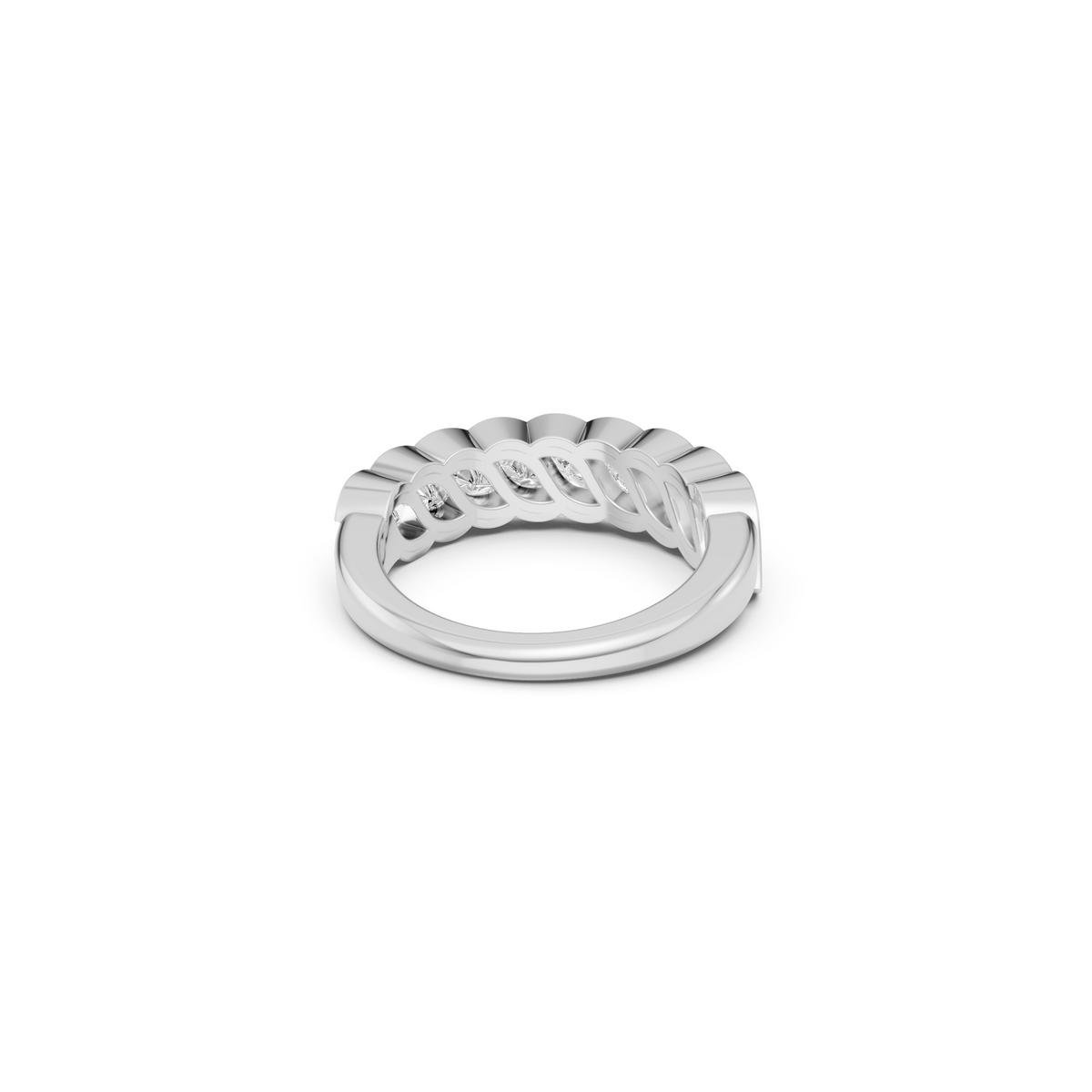 Celeste 3 Carat Flame Cut Diamond Half Eternity Band in Gold