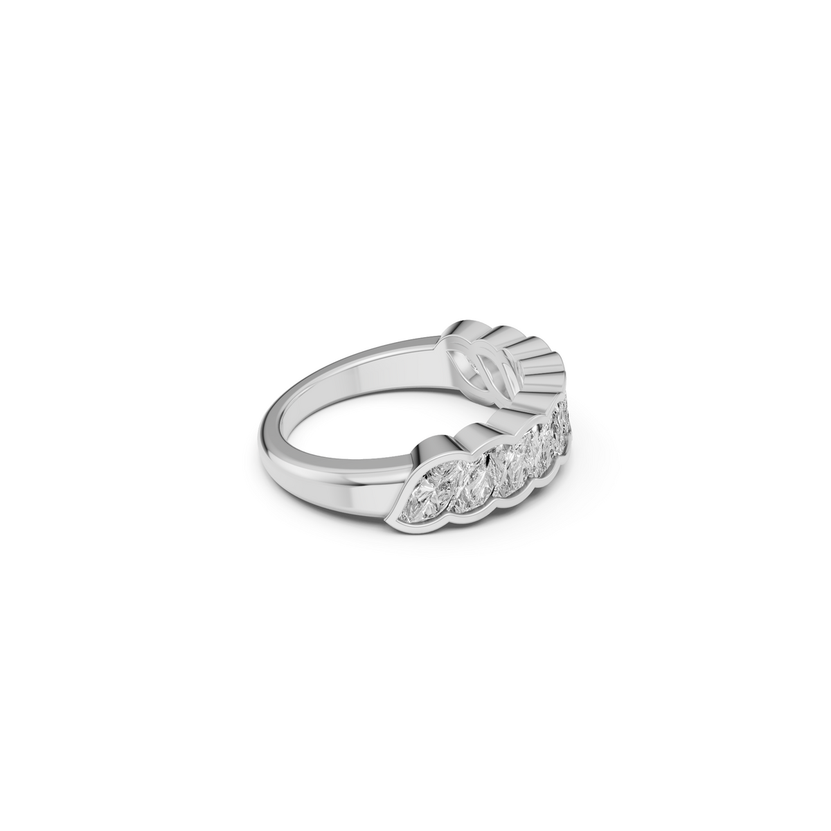 Celeste 3 Carat Flame Cut Diamond Half Eternity Band in Gold