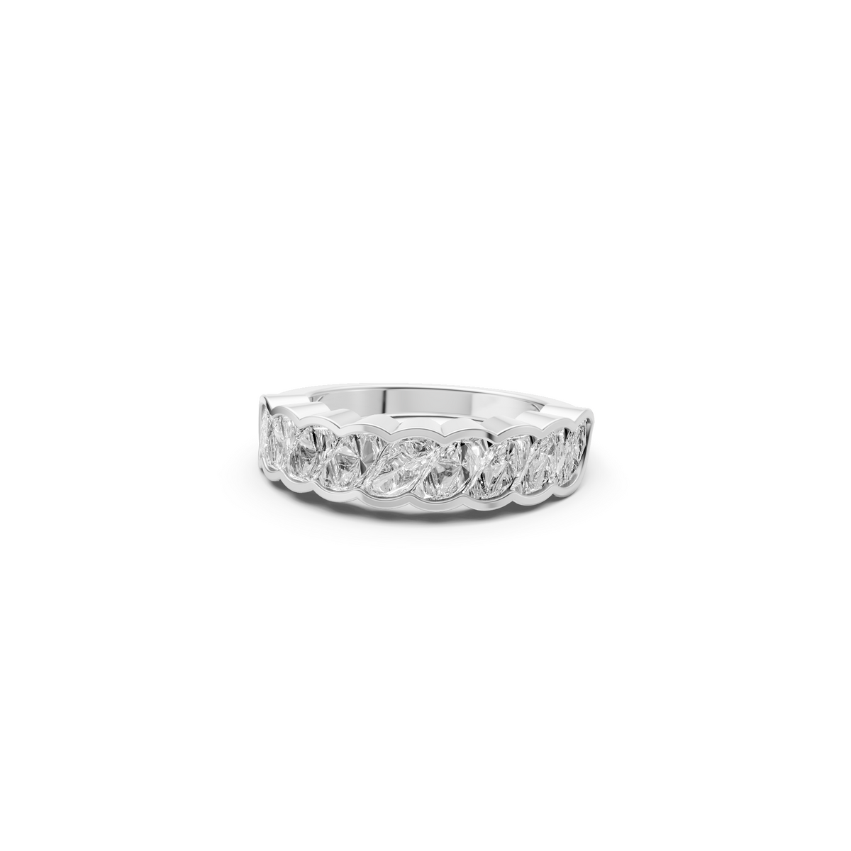 Celeste 3 Carat Flame Cut Diamond Half Eternity Band in Gold
