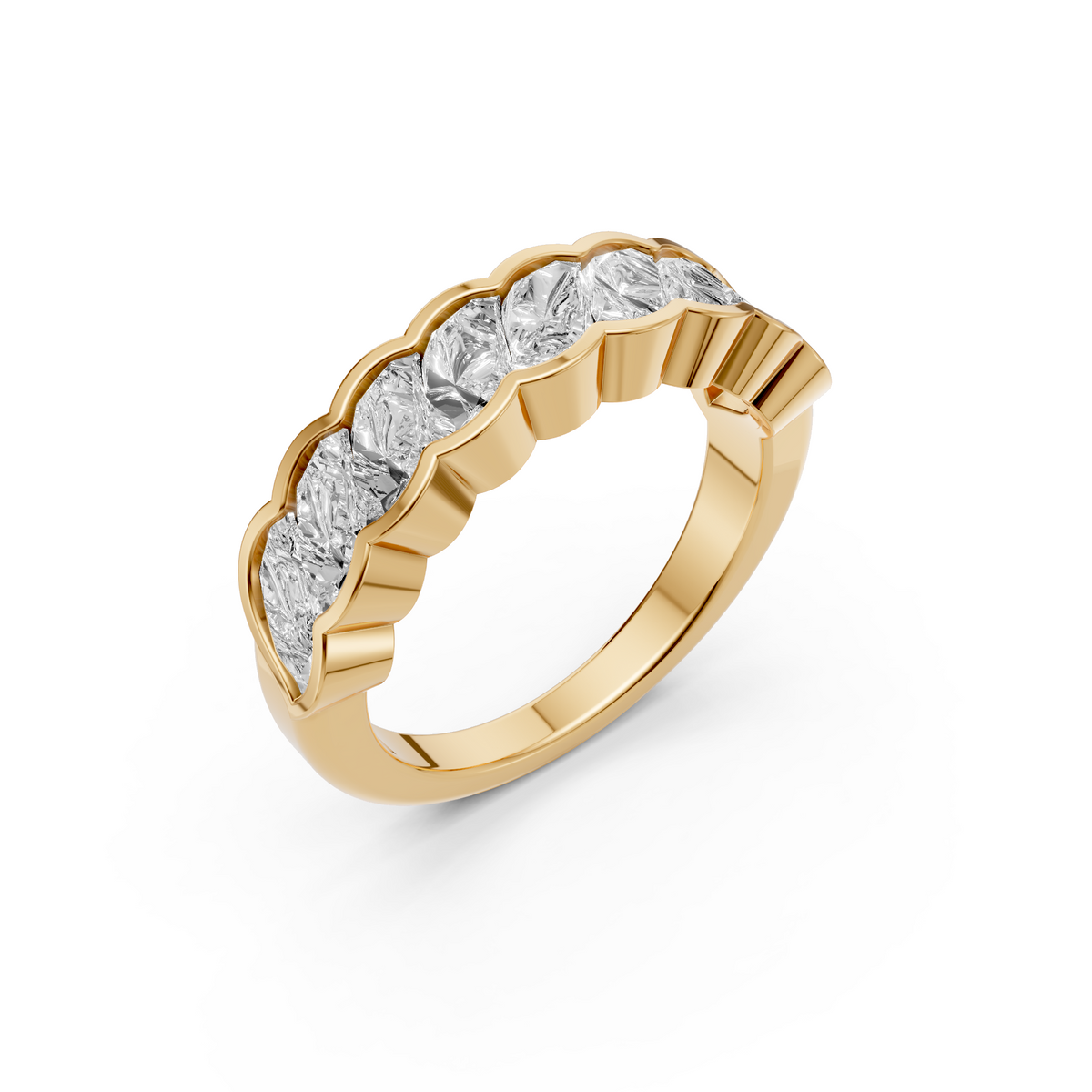 Celeste 3 Carat Flame Cut Diamond Half Eternity Band in Gold