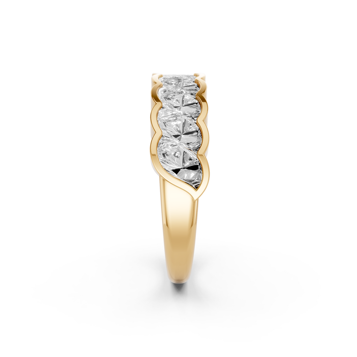 Celeste 3 Carat Flame Cut Diamond Half Eternity Band in Gold