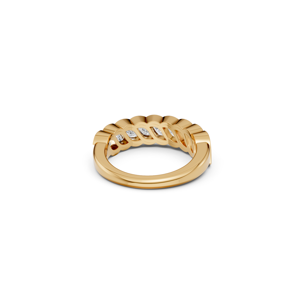 Celeste 3 Carat Flame Cut Diamond Half Eternity Band in Gold