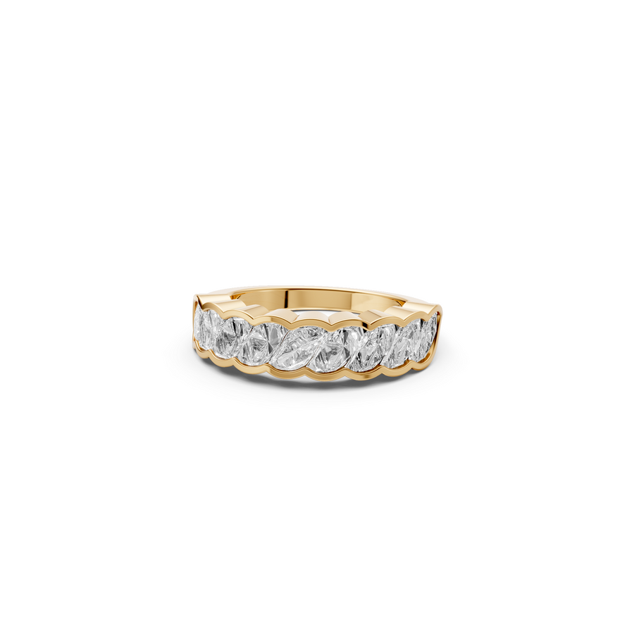 Celeste 3 Carat Flame Cut Diamond Half Eternity Band in Gold