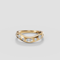 Princess & Oval Diamond Geometric Band in 14K Yellow Gold