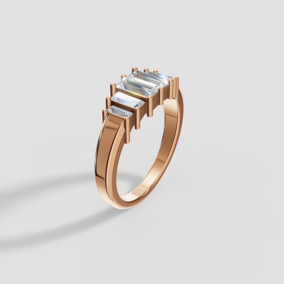 Aria Baguette Diamond Geometric Stackable Band in Gold