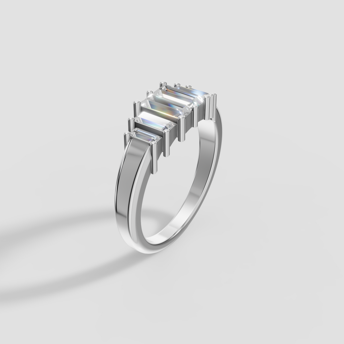 Aria Baguette Diamond Geometric Stackable Band in Gold