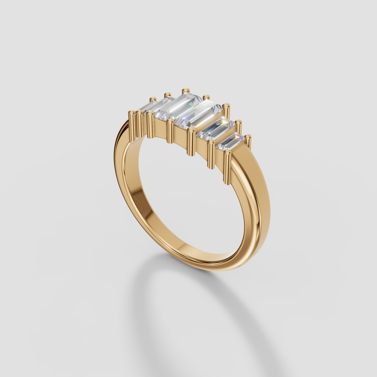 Aria Baguette Diamond Geometric Stackable Band in Gold