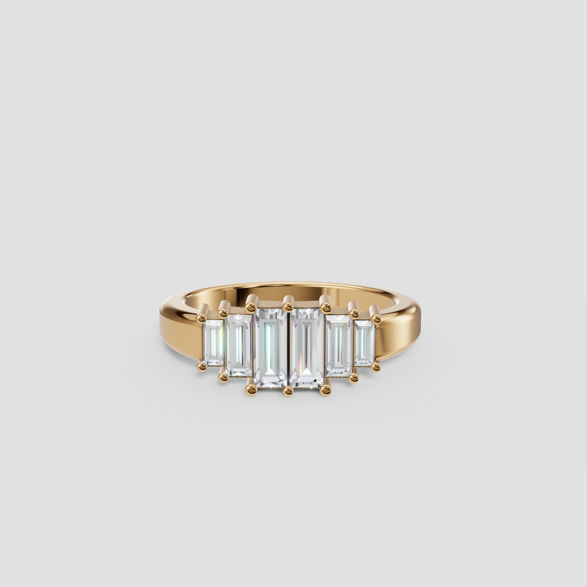 Aria Baguette Diamond Geometric Stackable Band in Gold