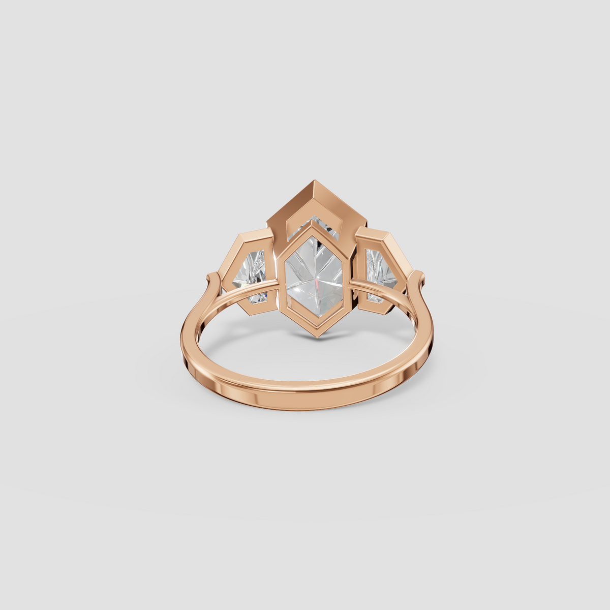 Geometric Three-Stone Dutch Marquise and Cadillac Diamond Engagement Ring