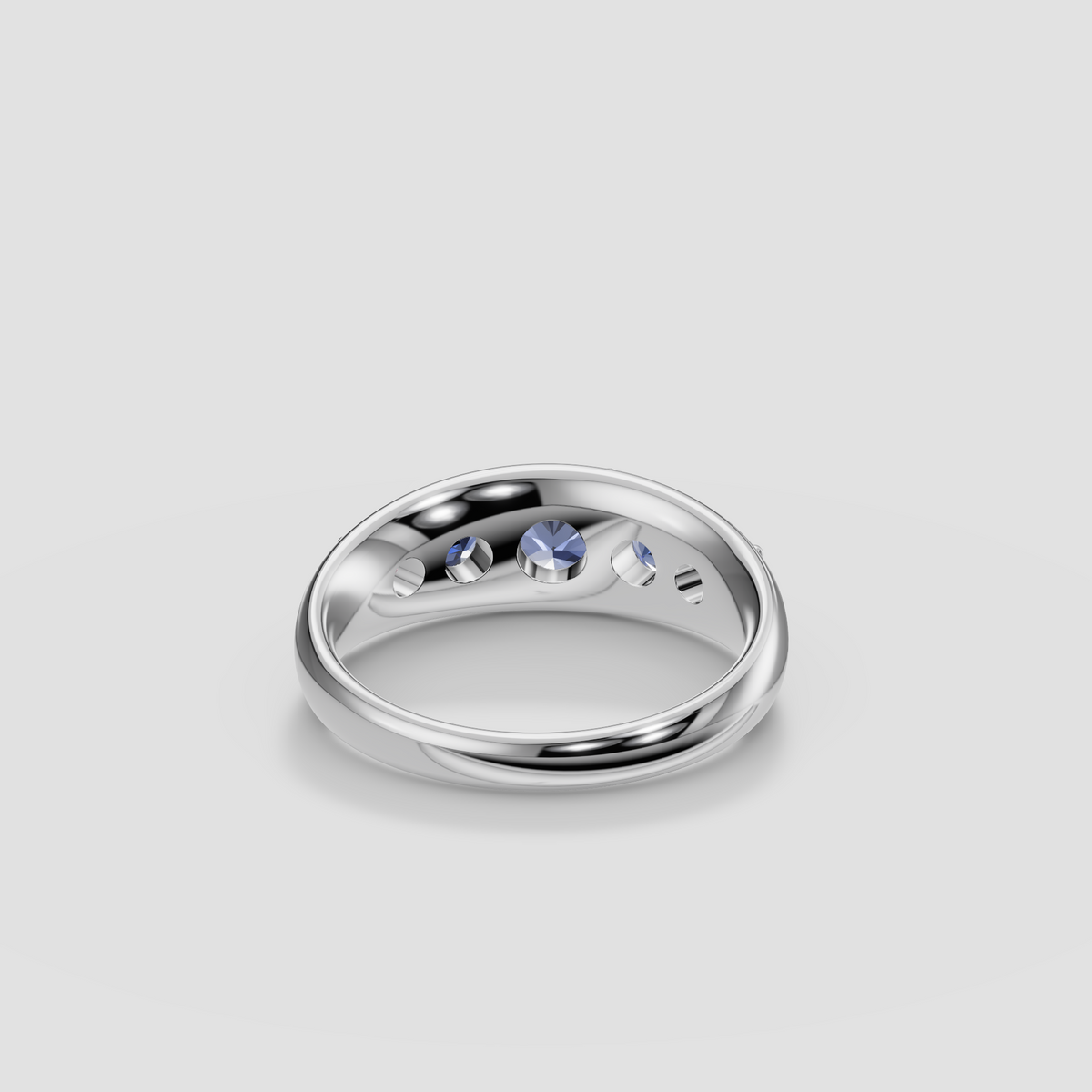 Round Blue and Pink Diamond Five Stone Dome Ring in 14K Gold