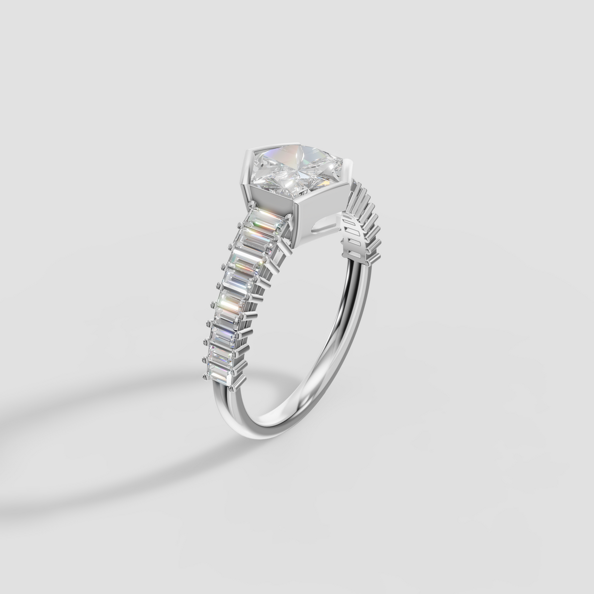 Hexagon Diamond IGI Certified Engagement Ring in Gold