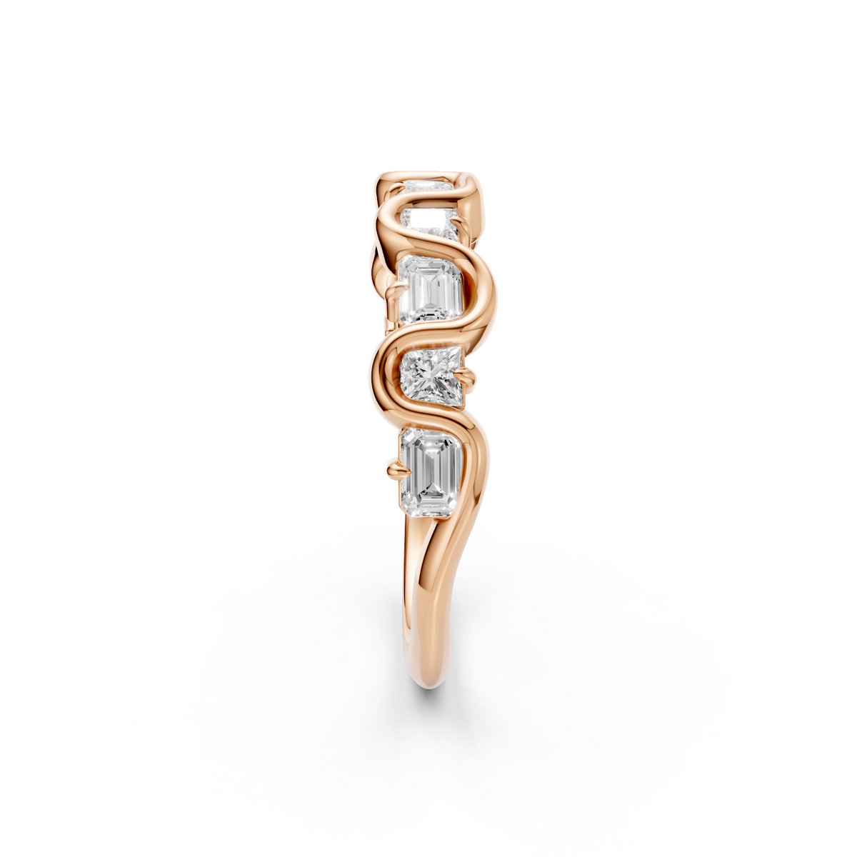 Nova Princess & Emerald Cut Diamond Stackable Band in Gold