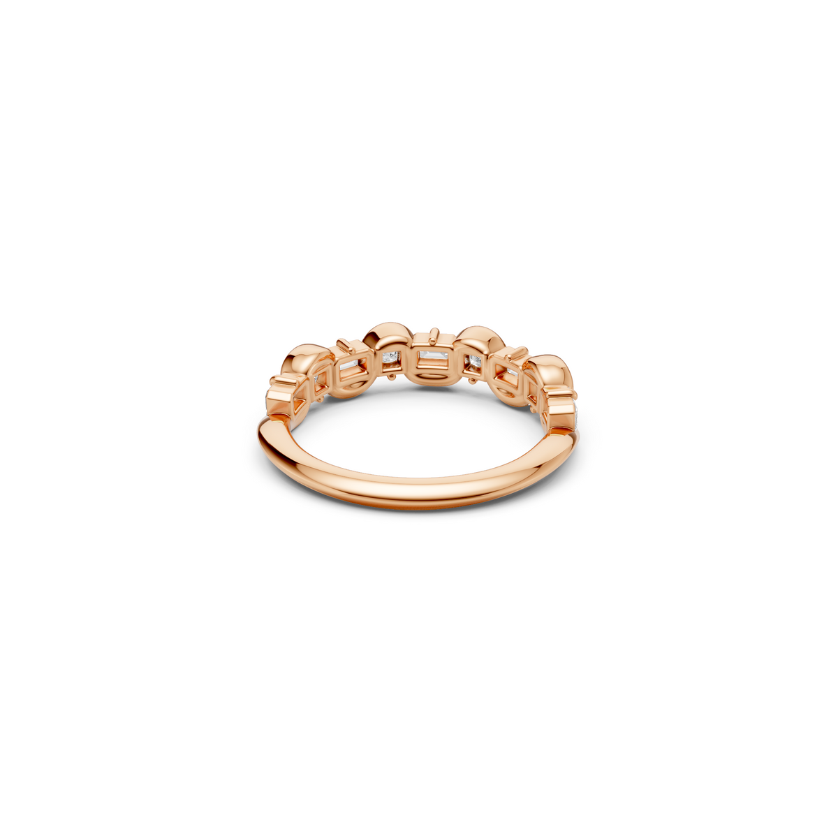 Nova Princess & Emerald Cut Diamond Stackable Band in Gold