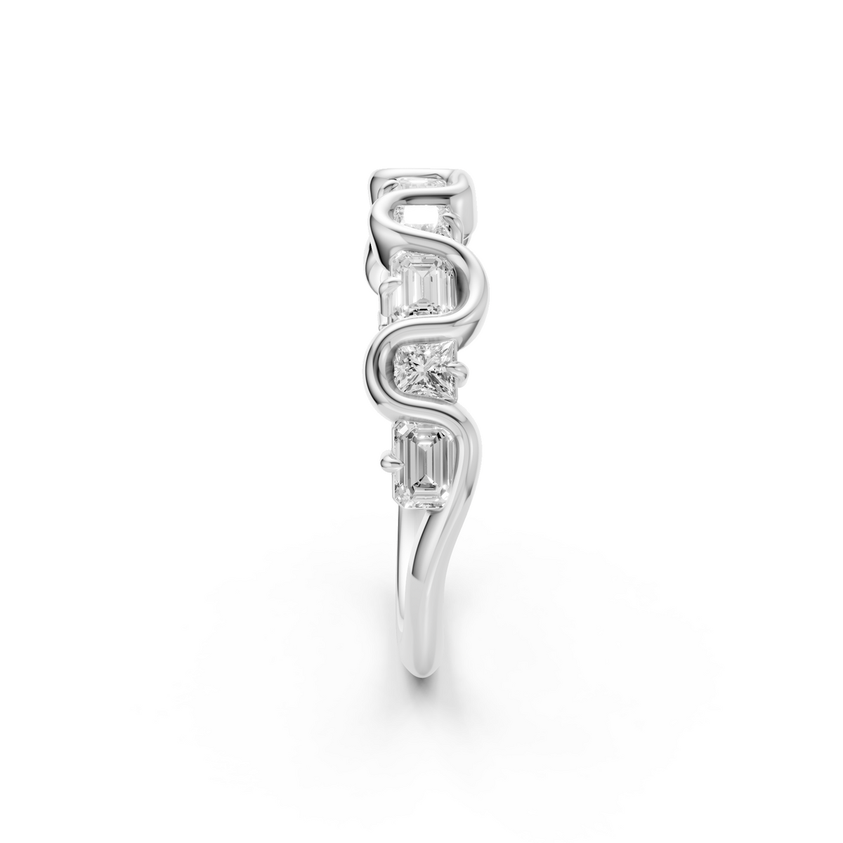 Nova Princess & Emerald Cut Diamond Stackable Band in Gold