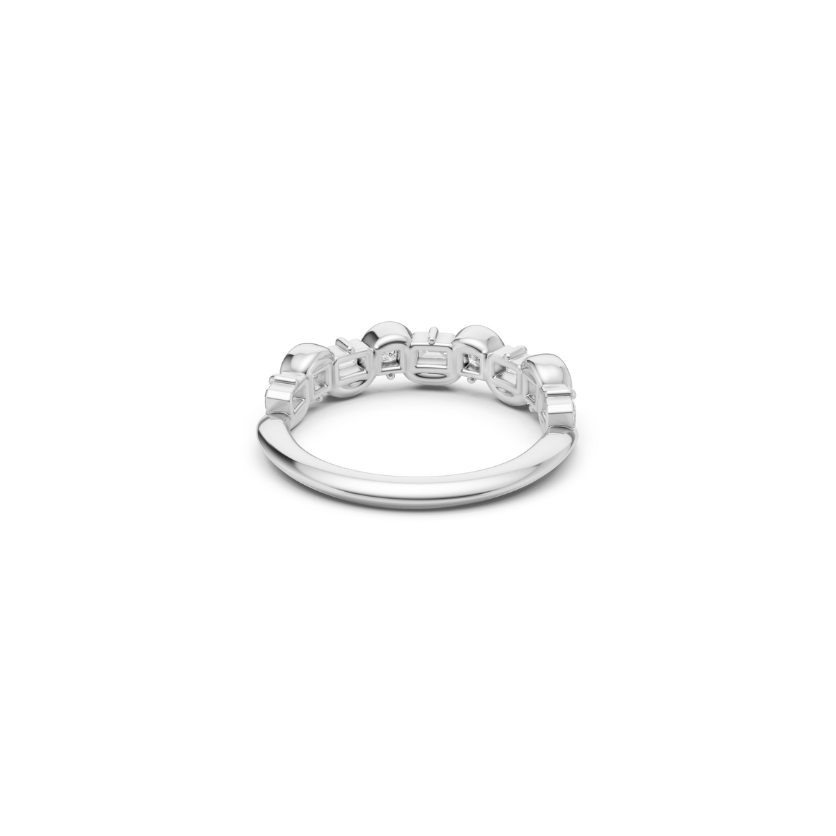 Nova Princess & Emerald Cut Diamond Stackable Band in Gold