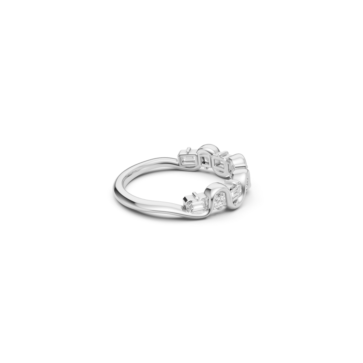 Nova Princess & Emerald Cut Diamond Stackable Band in Gold