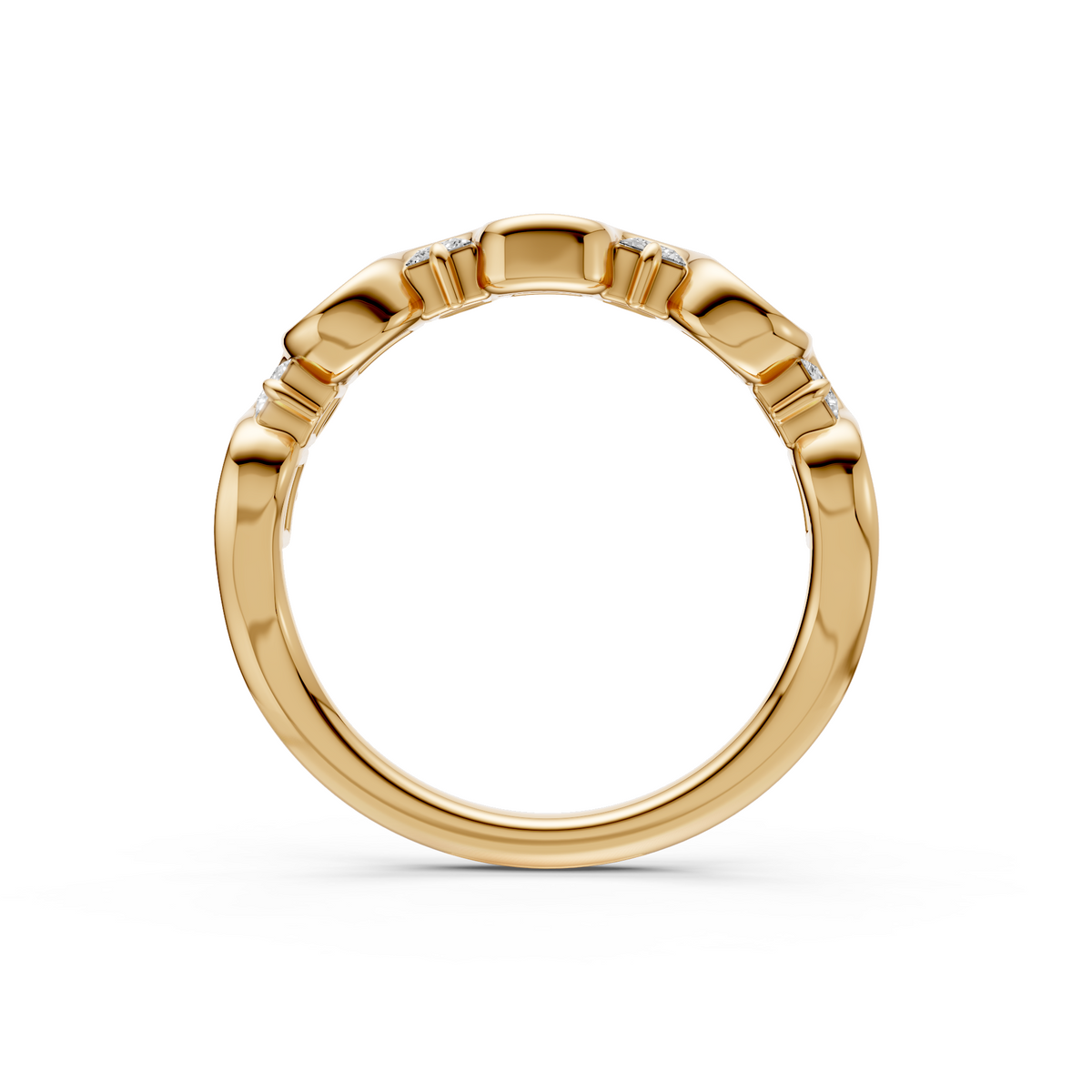 Nova Princess & Emerald Cut Diamond Stackable Band in Gold