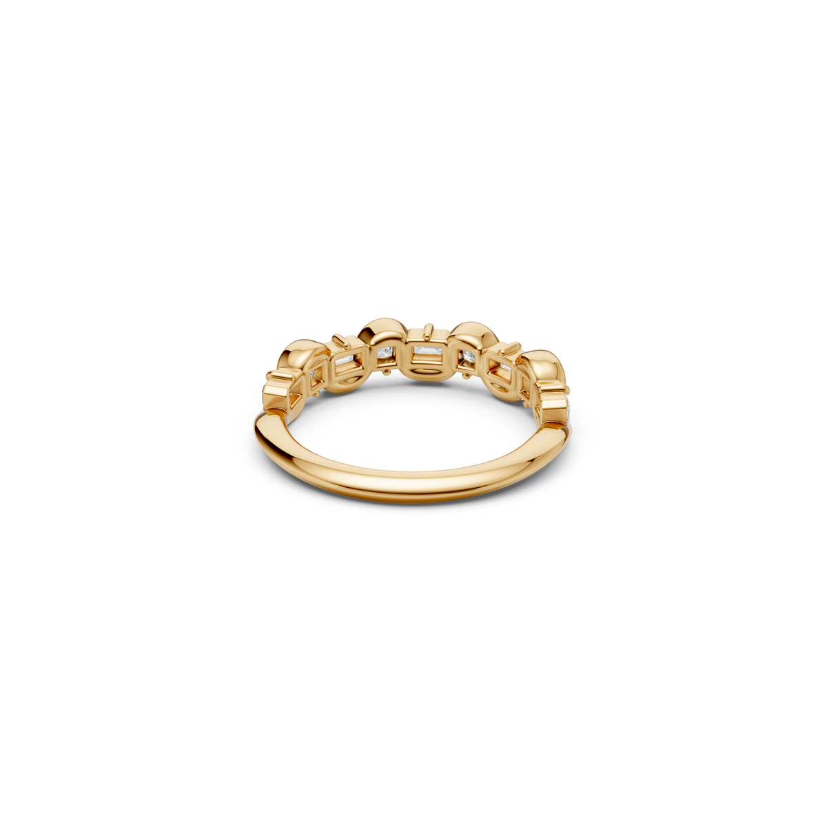 Nova Princess & Emerald Cut Diamond Stackable Band in Gold