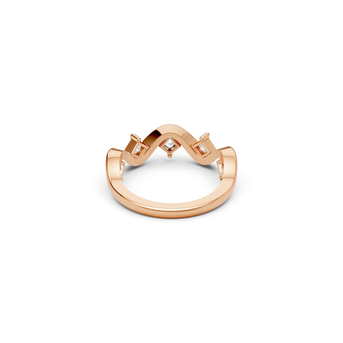 Nova Princess Cut Diamond Stackable Wavy Ring in Gold