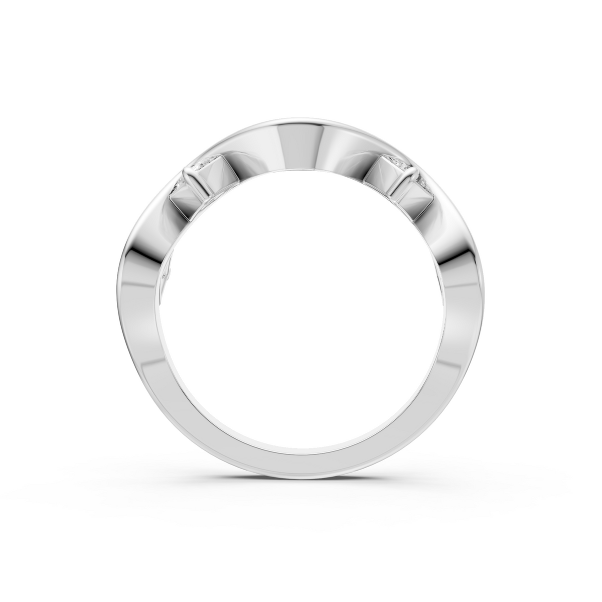 Nova Princess Cut Diamond Stackable Wavy Ring in Gold