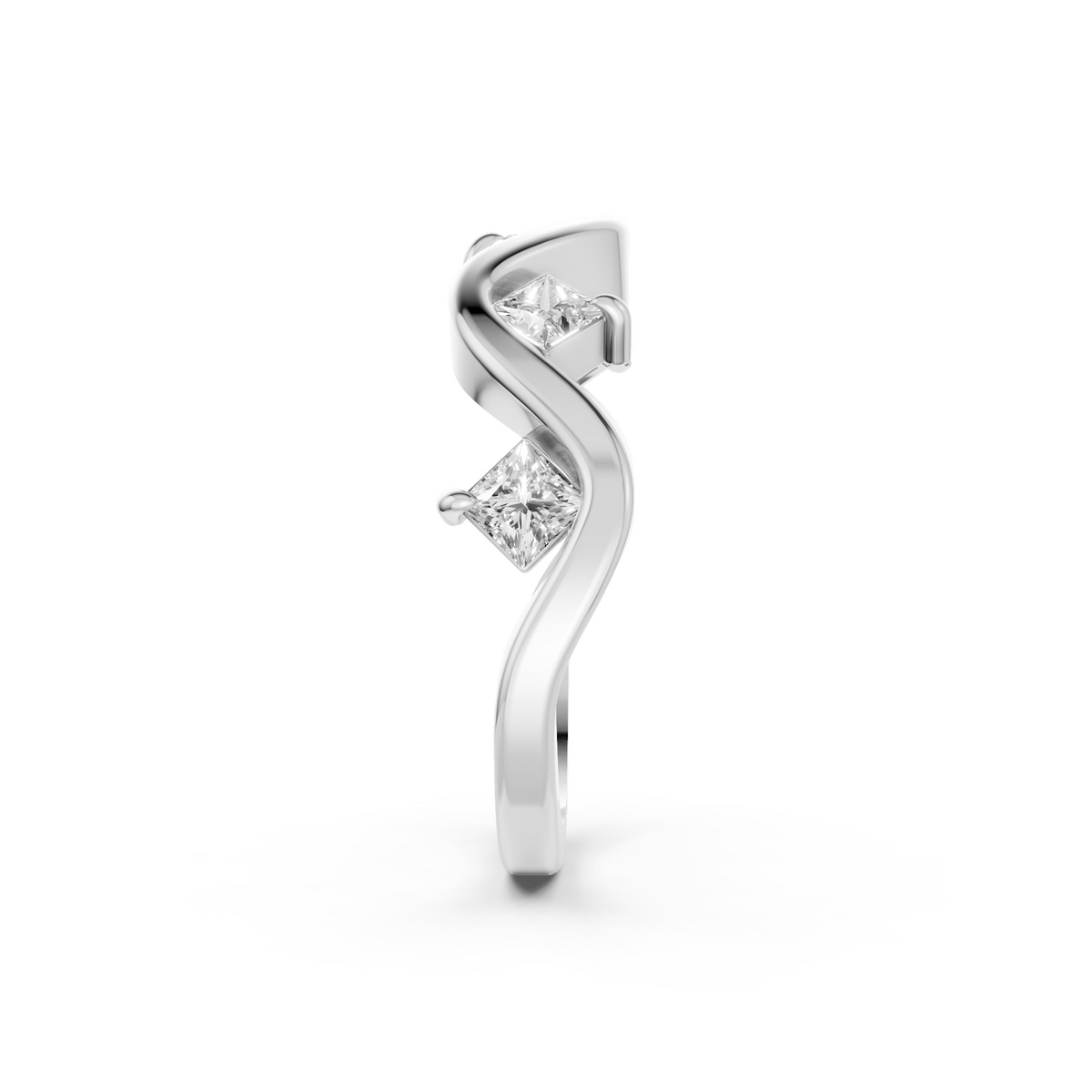 Nova Princess Cut Diamond Stackable Wavy Ring in Gold
