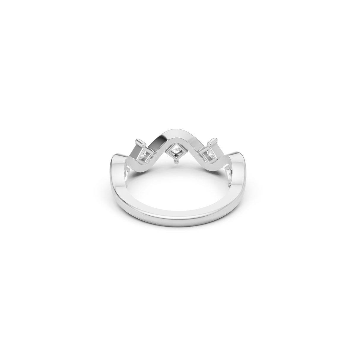 Nova Princess Cut Diamond Stackable Wavy Ring in Gold