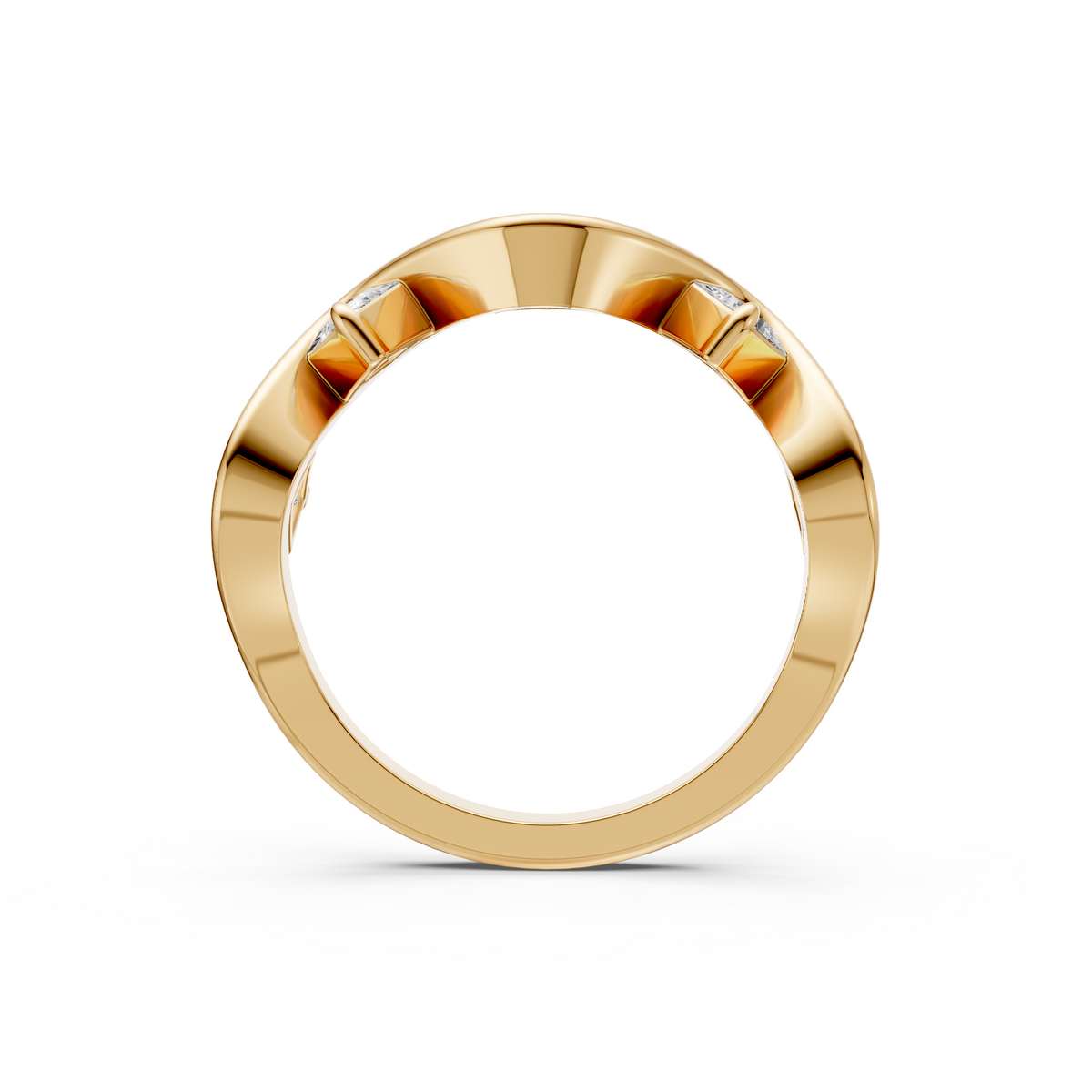Nova Princess Cut Diamond Stackable Wavy Ring in Gold