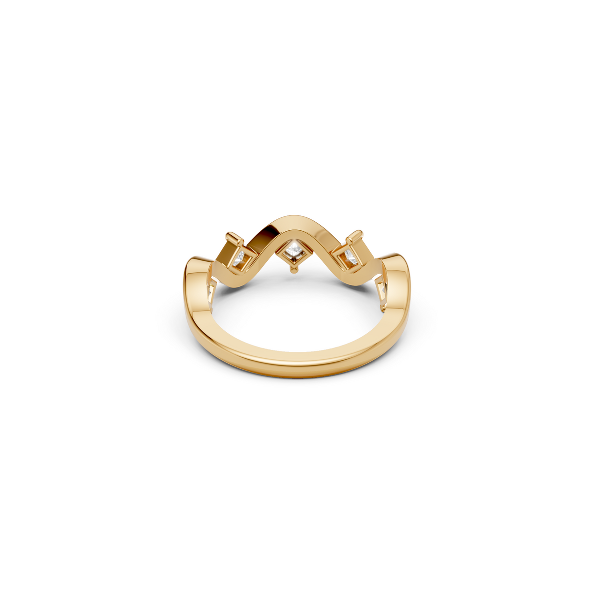 Nova Princess Cut Diamond Stackable Wavy Ring in Gold