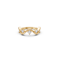 Nova Princess Cut Diamond Stackable Wavy Ring in Gold