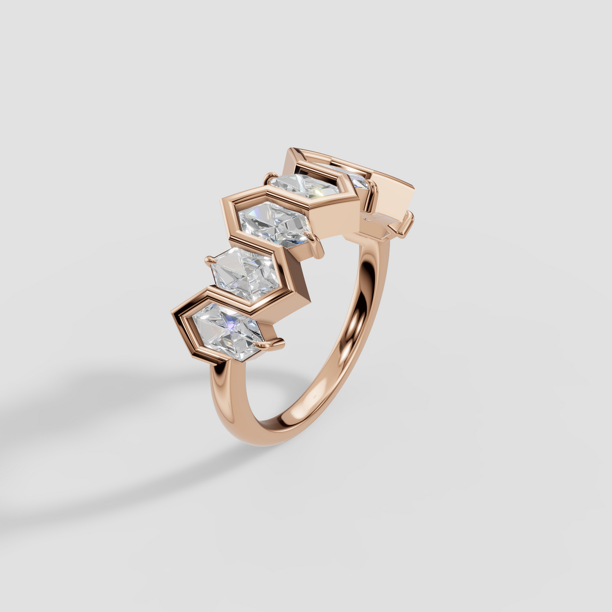 Zara Dutch Marquise Diamond Geometric Zigzag Wedding Band in 14K Gold