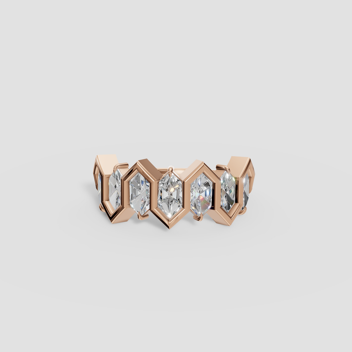 Zara Dutch Marquise Diamond Geometric Zigzag Wedding Band in 14K Gold