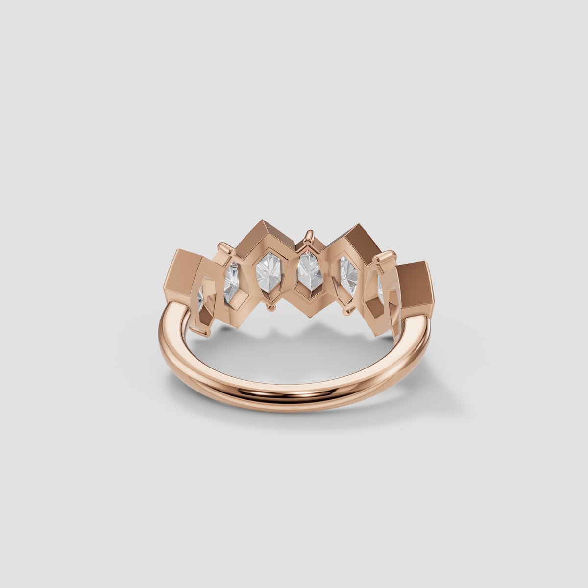 Zara Dutch Marquise Diamond Geometric Zigzag Wedding Band in 14K Gold