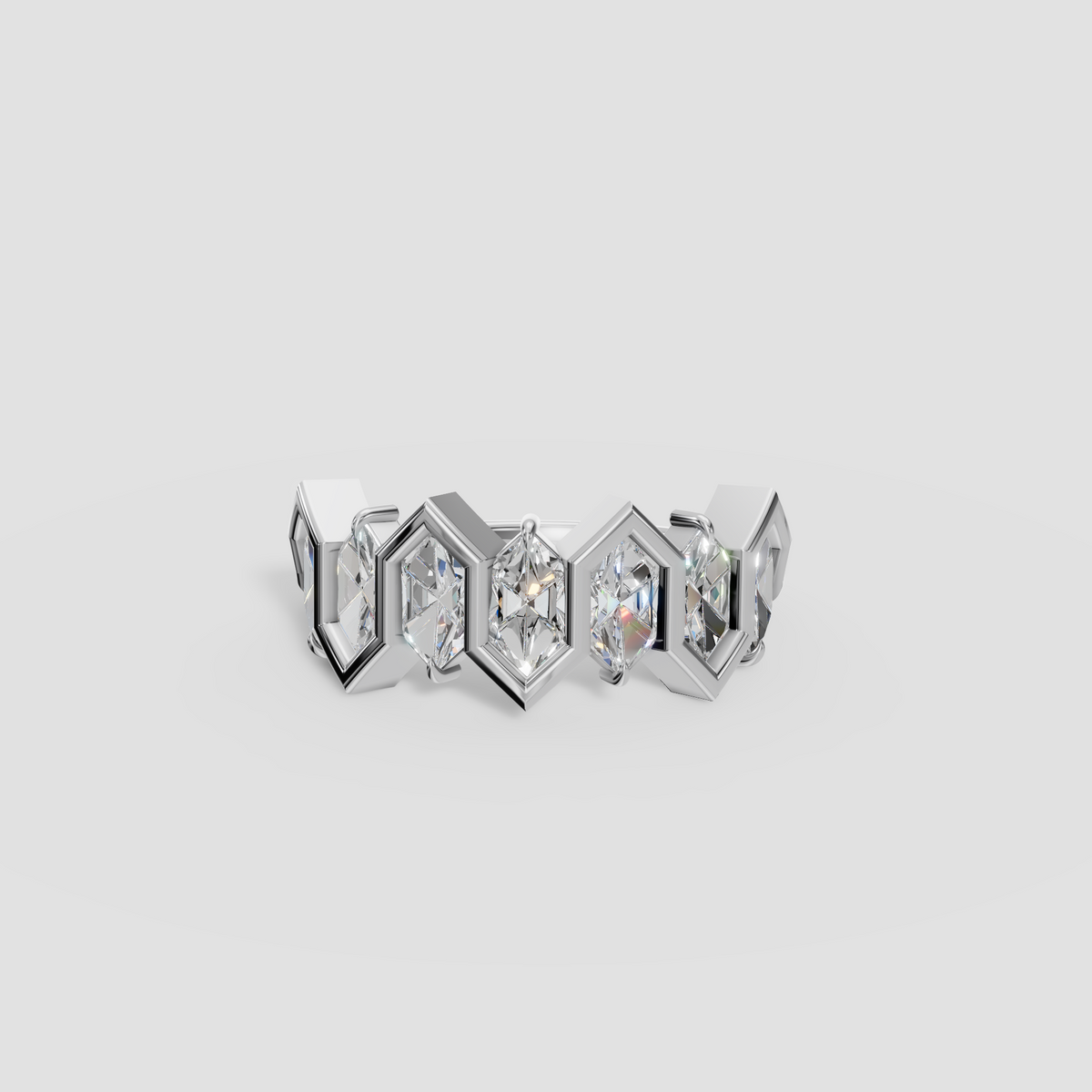 Zara Dutch Marquise Diamond Geometric Zigzag Wedding Band in 14K Gold