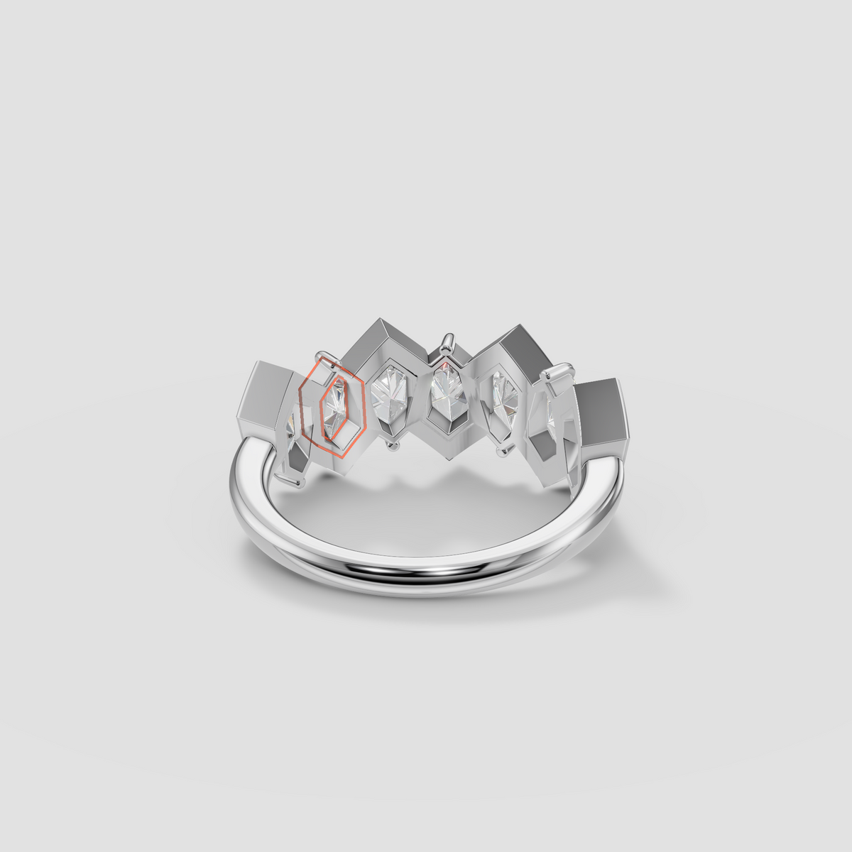 Zara Dutch Marquise Diamond Geometric Zigzag Wedding Band in 14K Gold