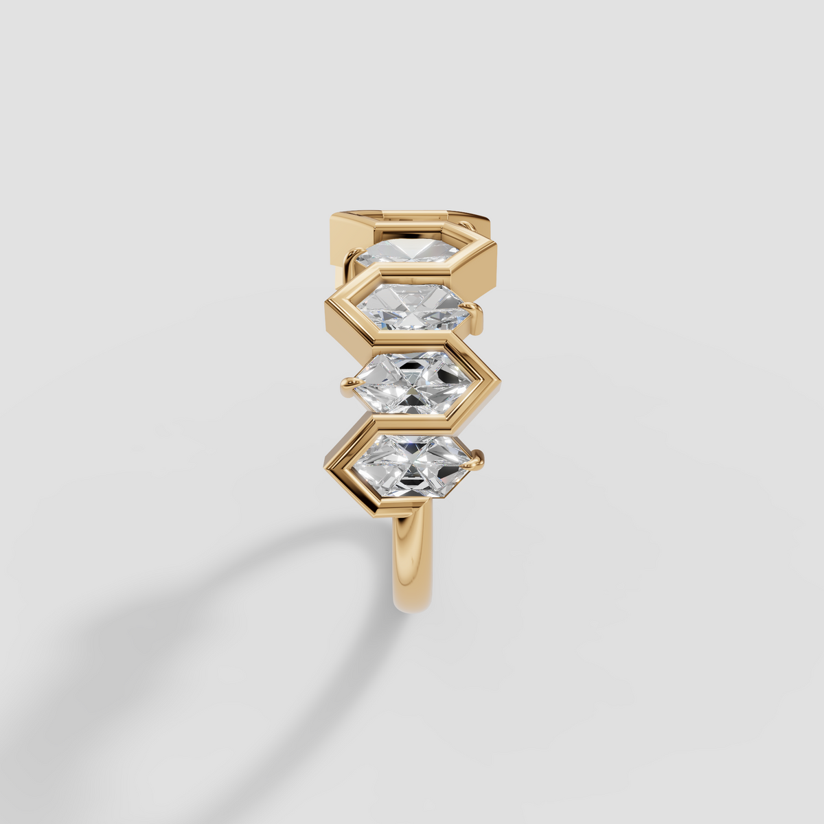 Zara Dutch Marquise Diamond Geometric Zigzag Wedding Band in 14K Gold