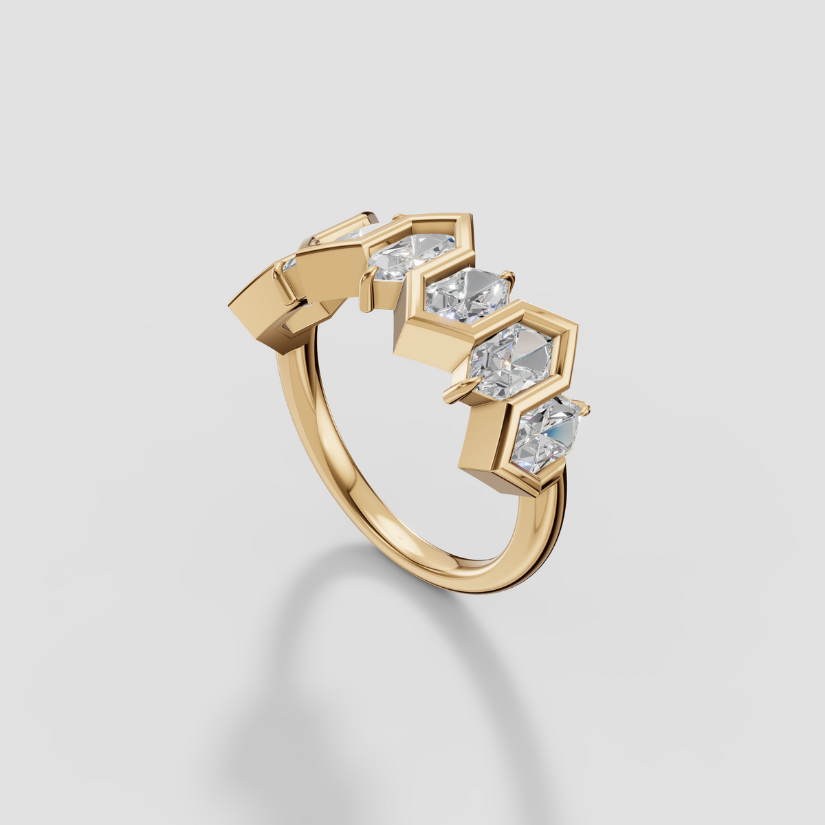 Zara Dutch Marquise Diamond Geometric Zigzag Wedding Band in 14K Gold